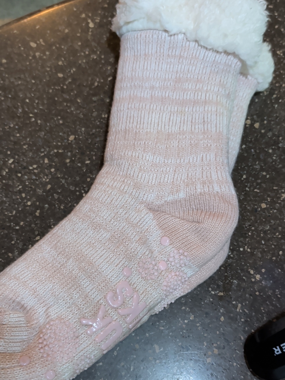 Muk Luks Pink Cabin Socks with Faux Shearling Cuff - Picture 5 of 5